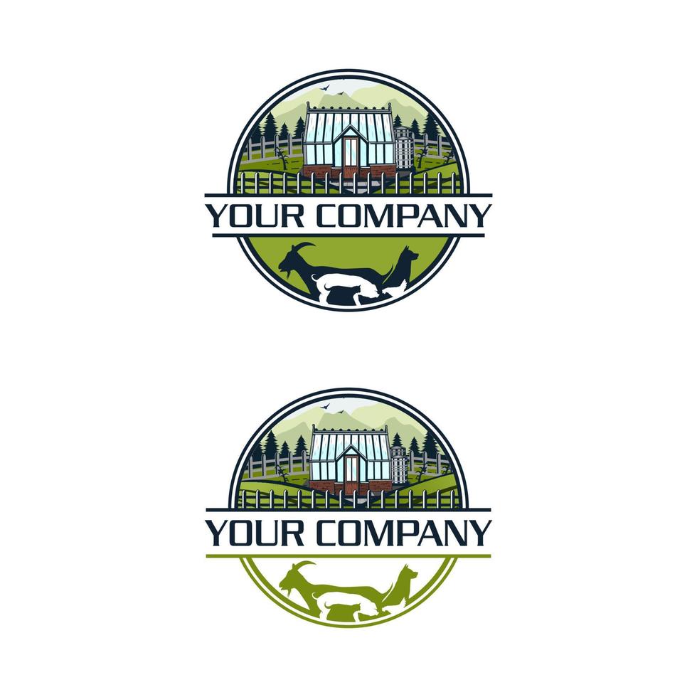 greenhouse farm logo template plantation vector