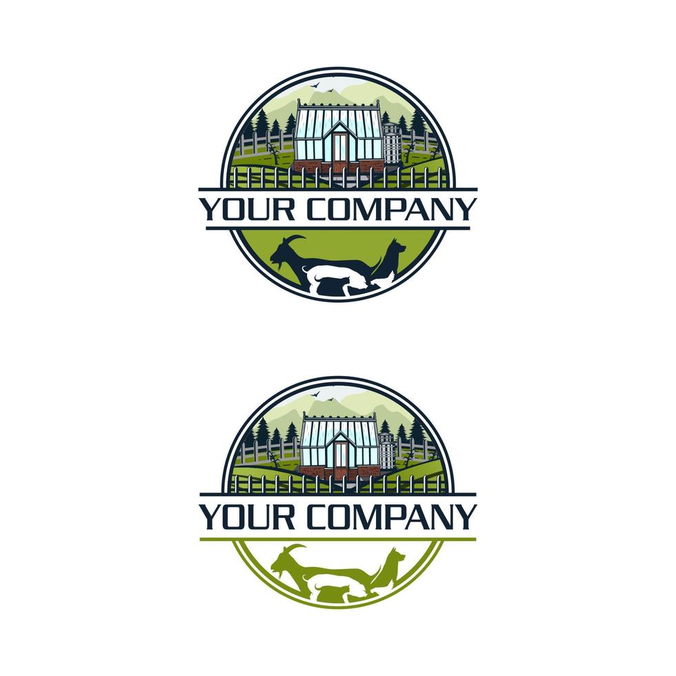 greenhouse farm logo template plantation vector