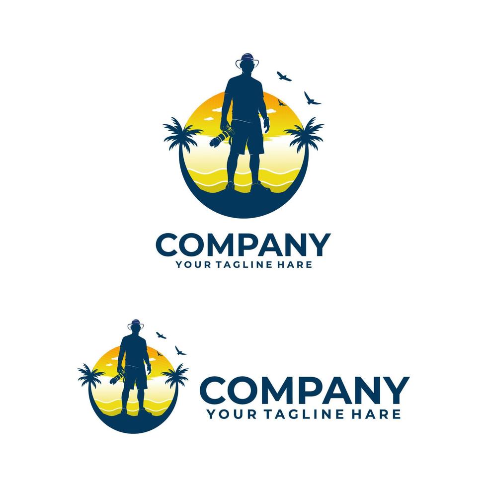 photographer on the beach logo suitable for logos and stickers vector