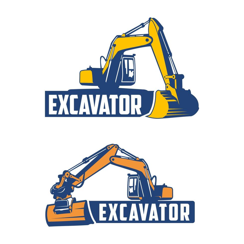 excavadora cavando el logo del suelo vector