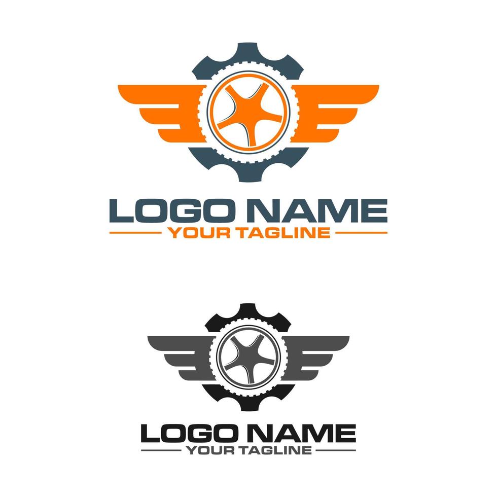 wheel wing car logo template vector