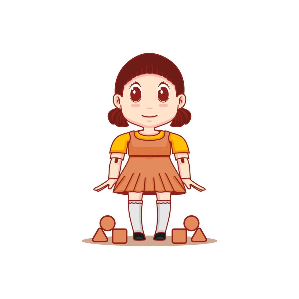 doll play with toys cartoon chibi vector