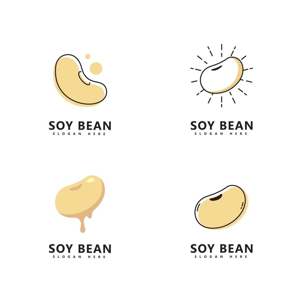 diseño de vector de comida sana logo de frijol de soja