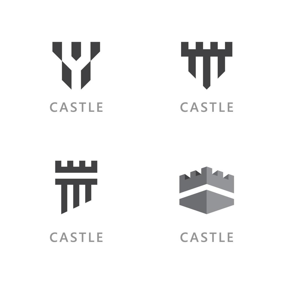 Castillo vector logo icono plantilla diseño vectorial