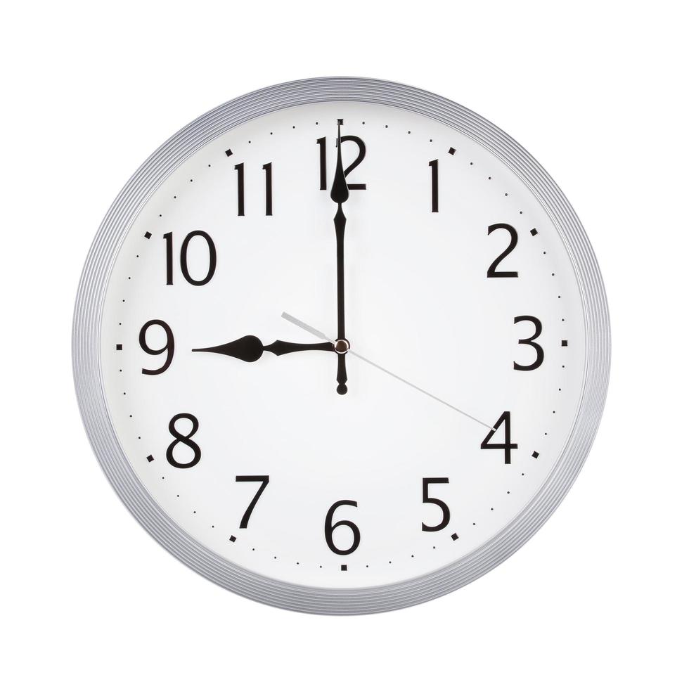 Nine o'clock on a round watch photo