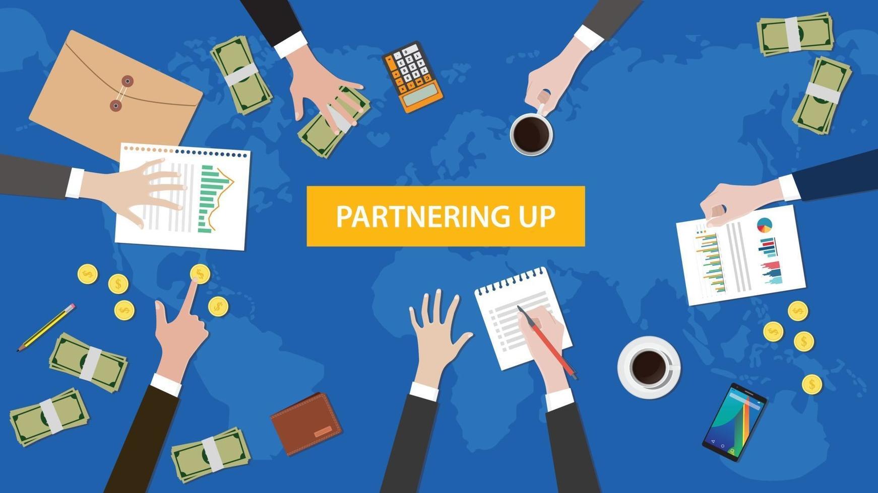 partnering up concept discussion in a meeting illustration vector