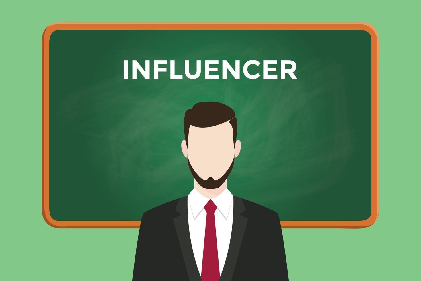 influencer white text illustration with a bearded man vector