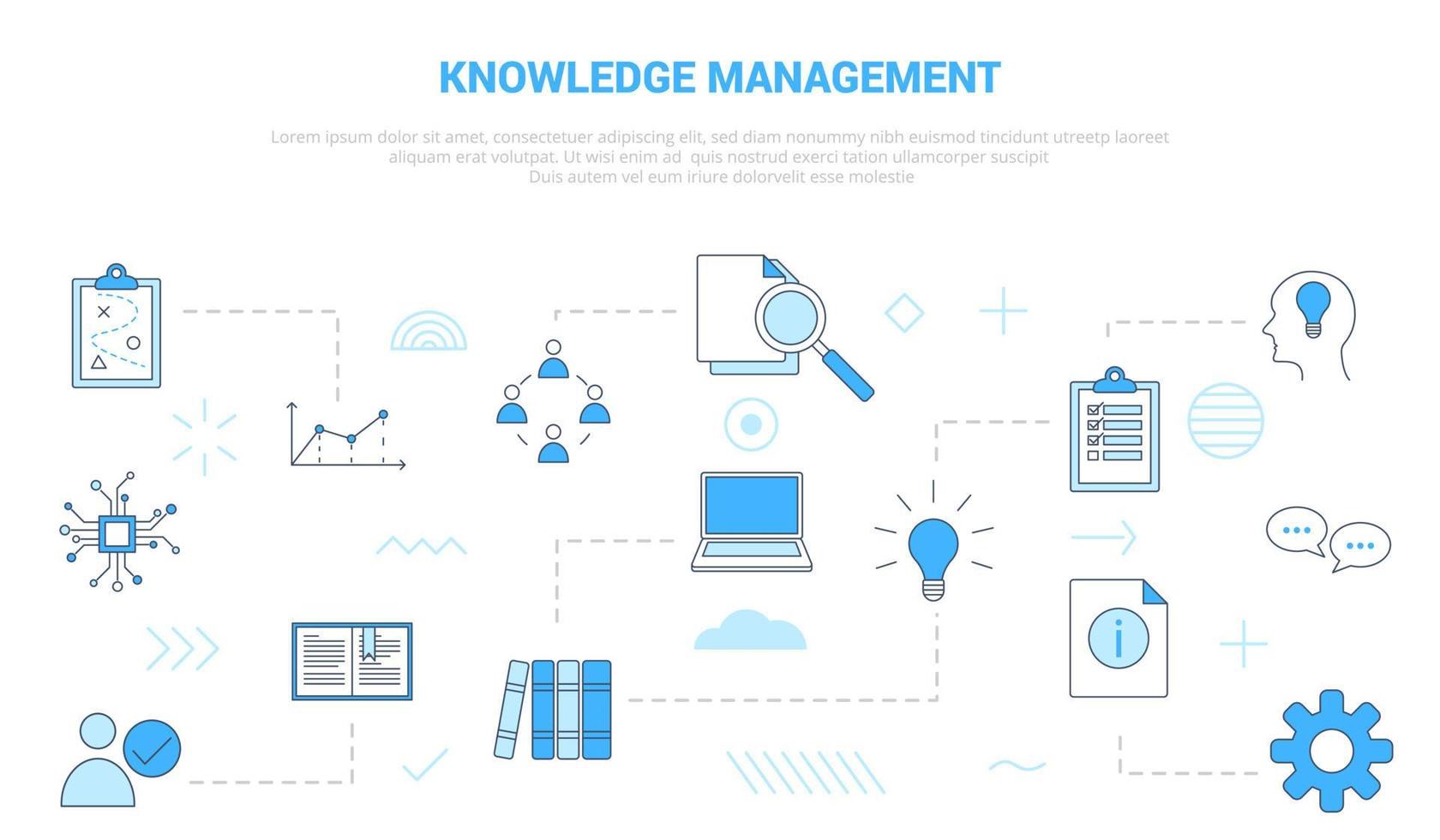 knowledge management concept with icon set template banner vector