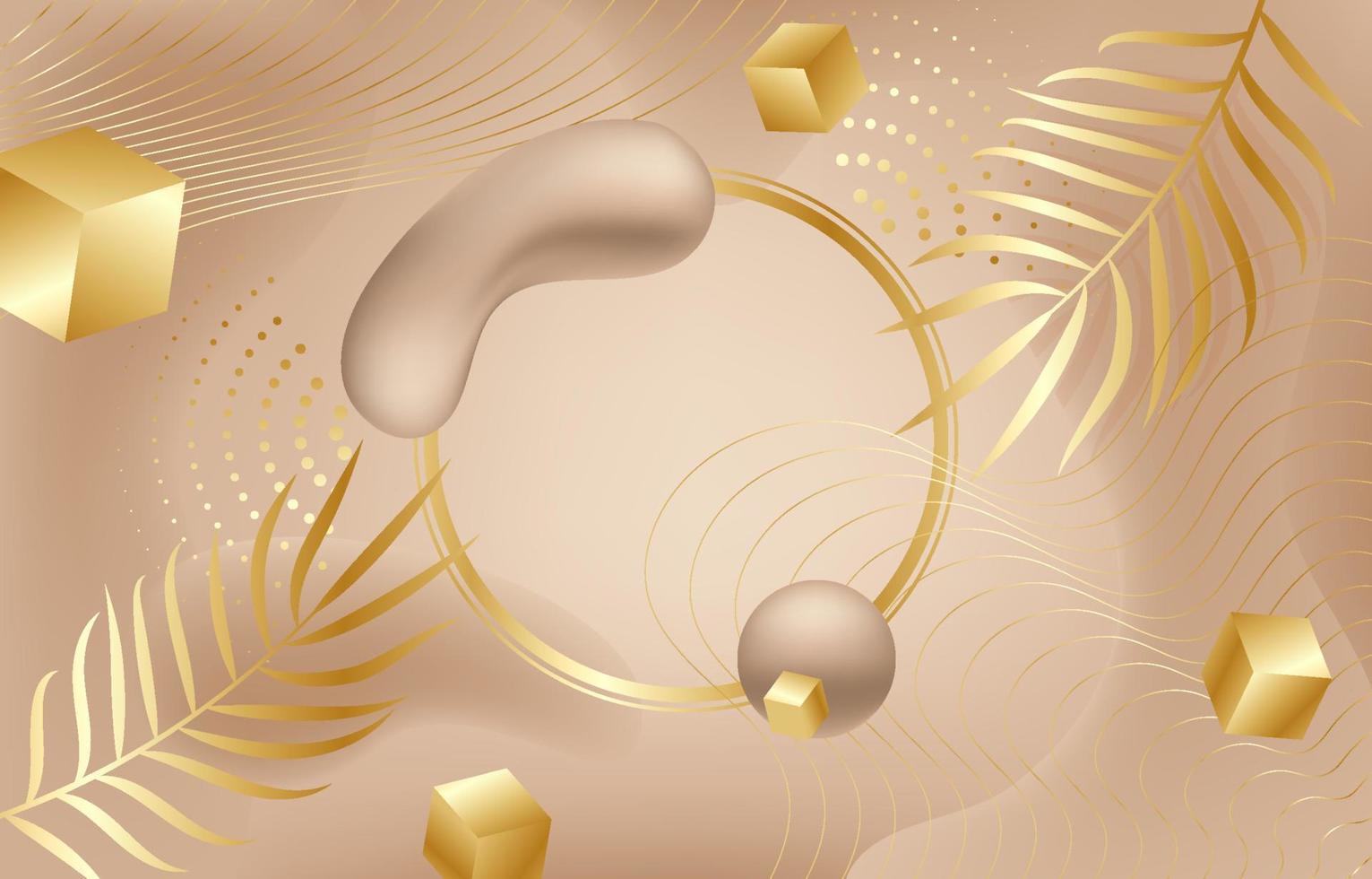 Luxury Liquid 3D Beige and Golden Object Background vector