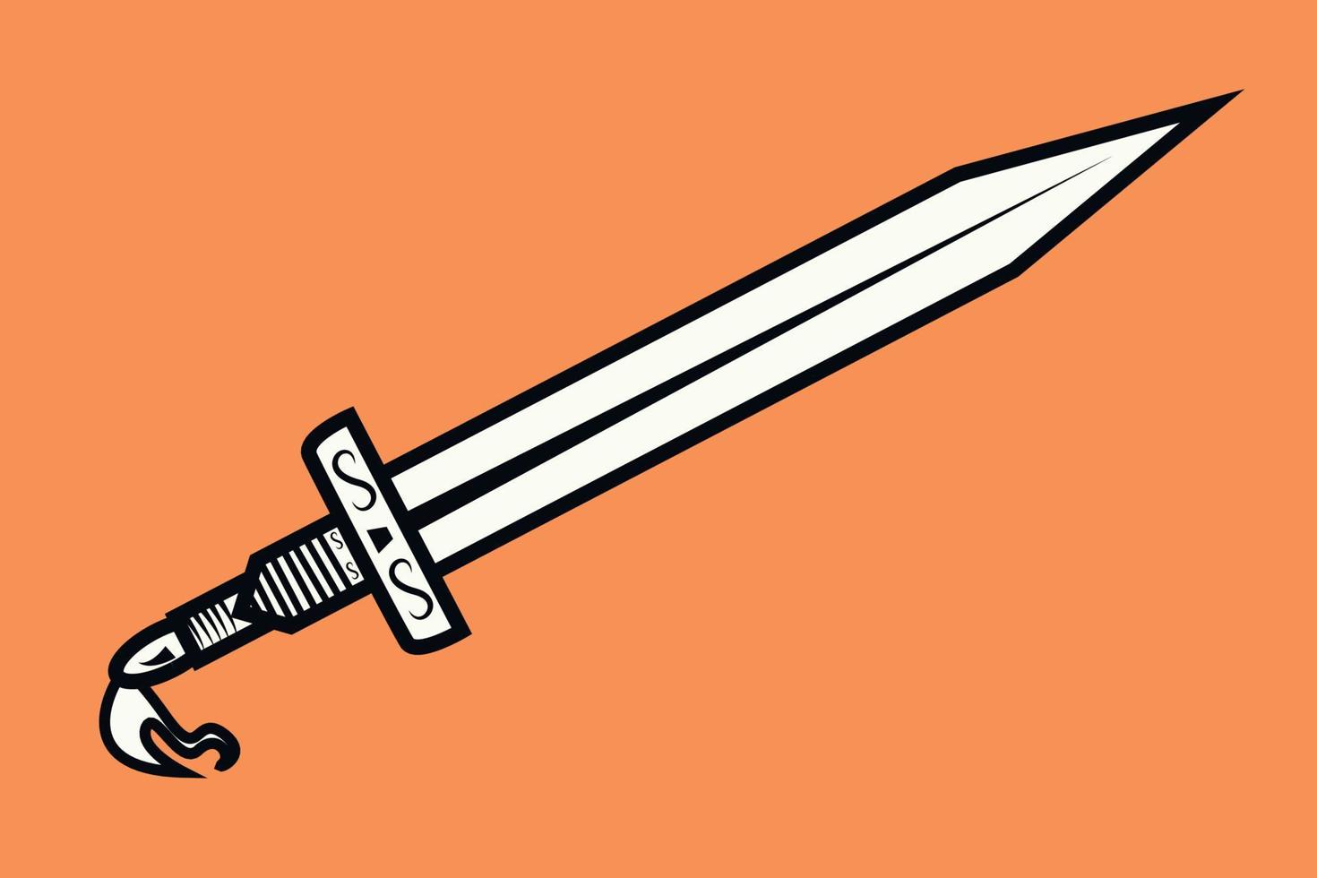 medieval knight sword flat vector illustration