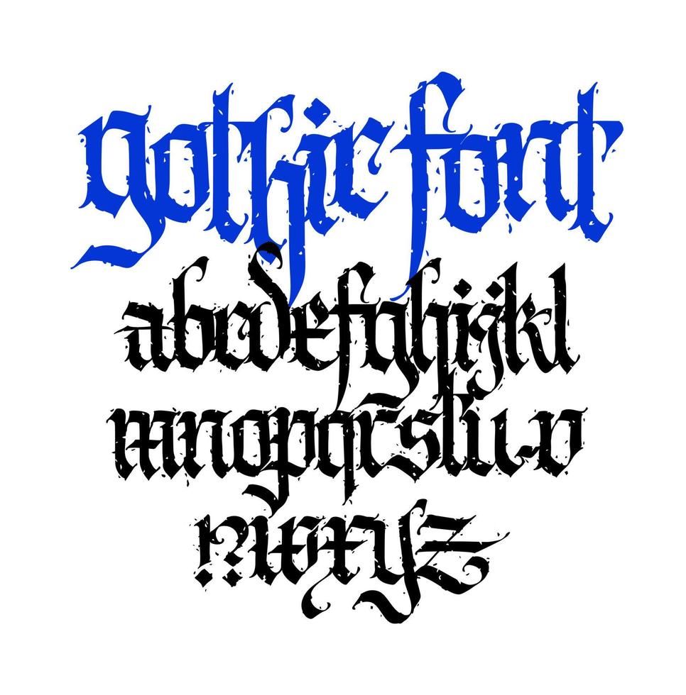 pseudo-gótico, alfabeto inglés. fuente para tatuajes, con fines personales y comerciales. vector