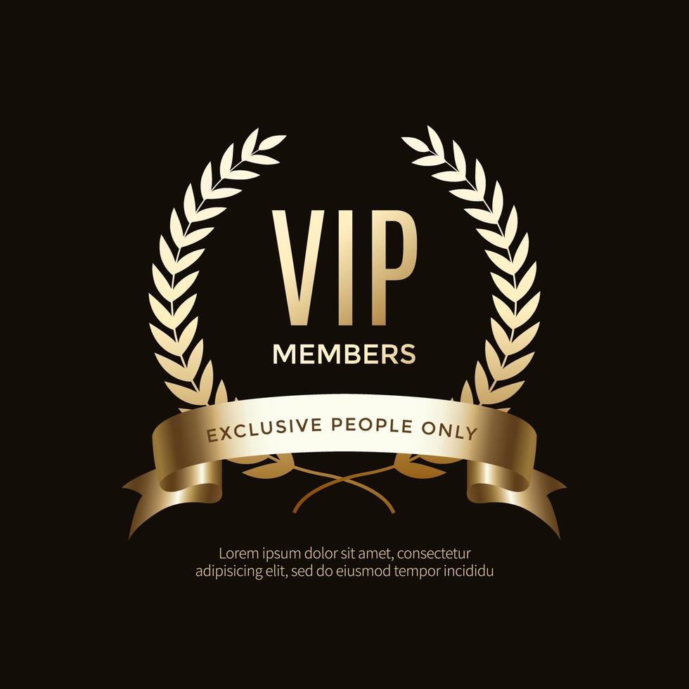 Luxury vip labels and golden badge objects vector