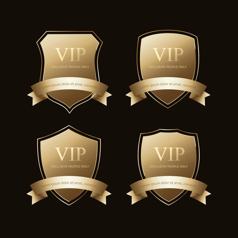 Luxury vip labels and golden badge objects vector