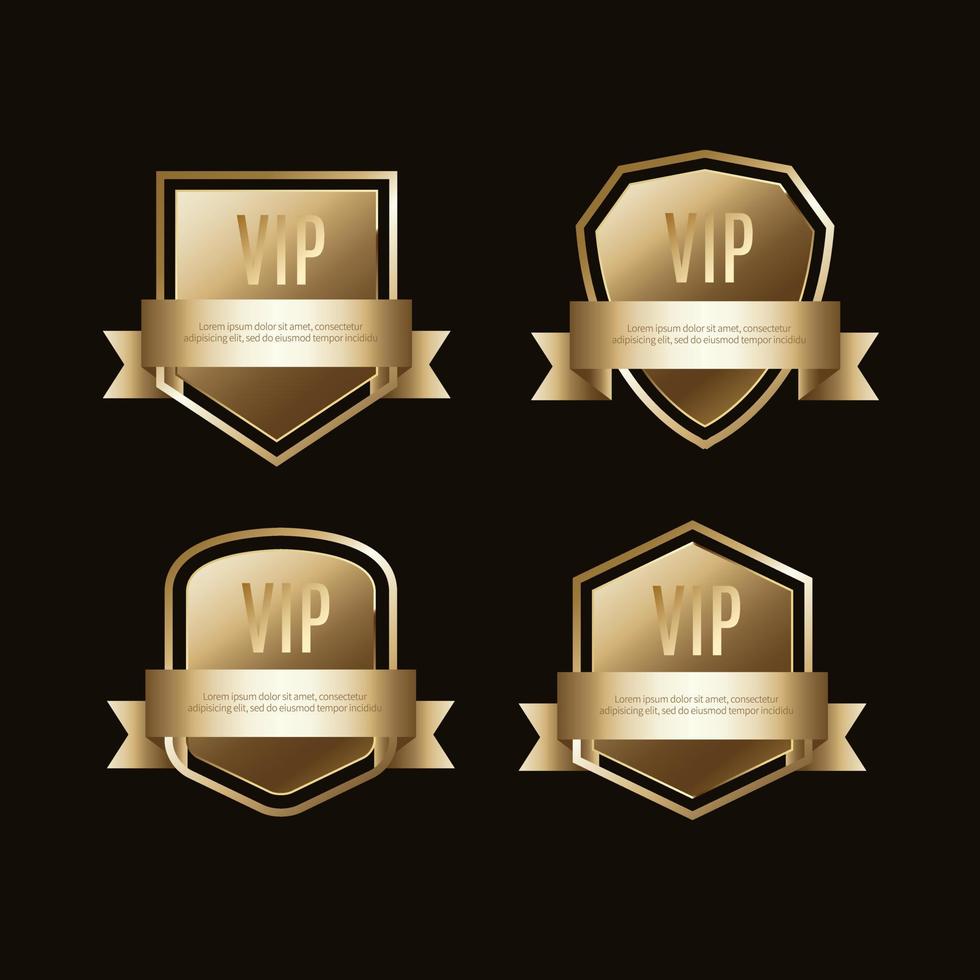 Luxury vip labels and golden badge objects vector