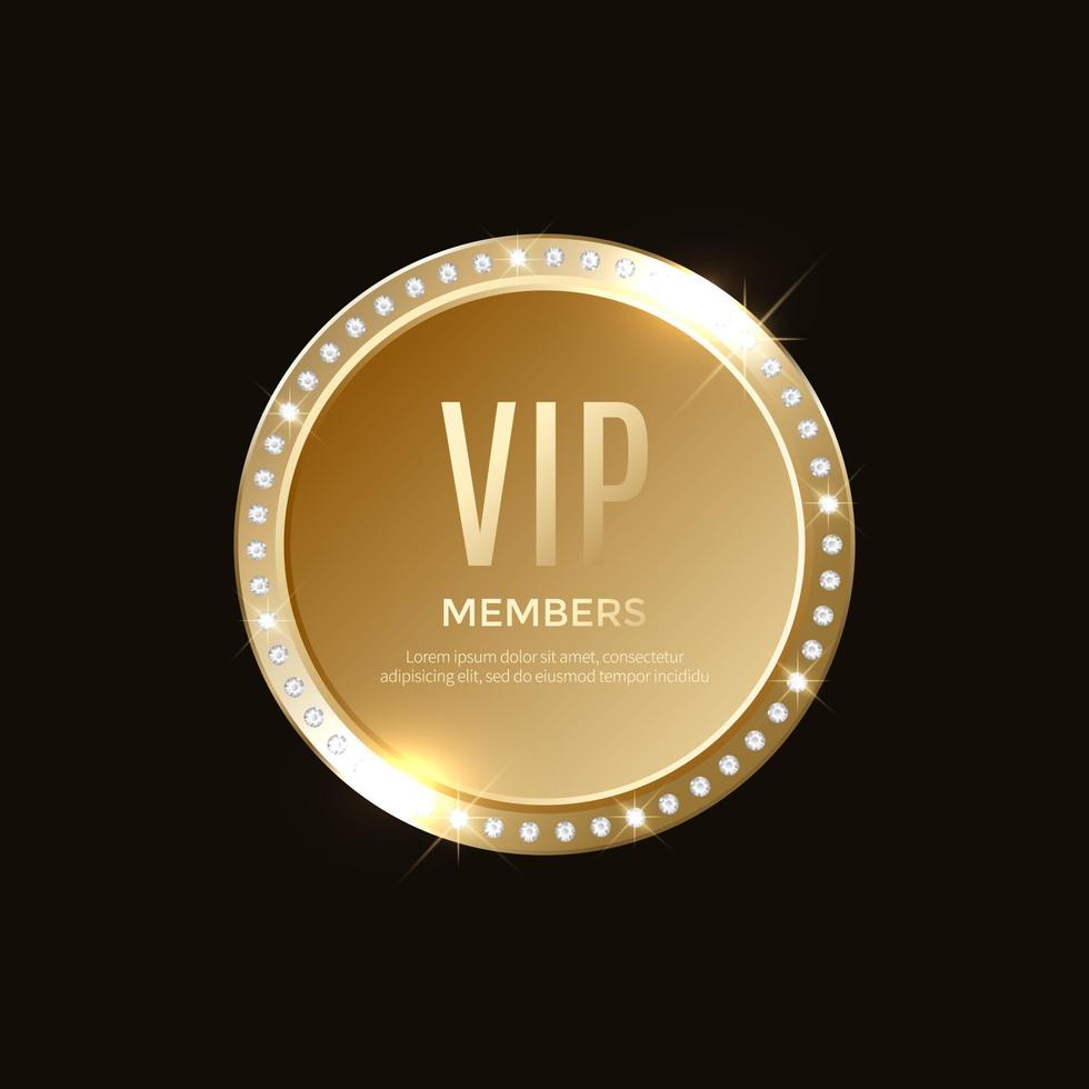 Luxury vip labels and golden badge objects vector