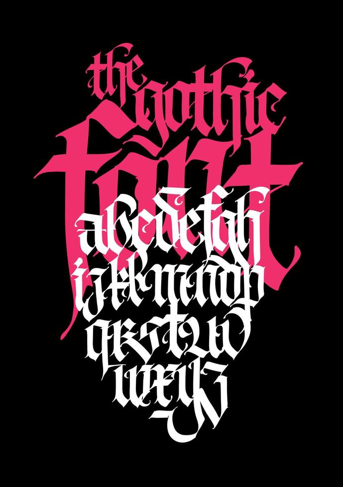 Pseudo-gothic, English alphabet. Font for tattoo, personal and commercial purposes vector