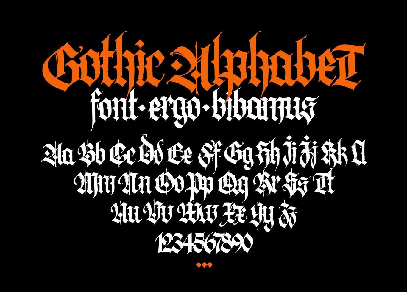 Gothic. Uppercase and lowercase letters on a black background vector