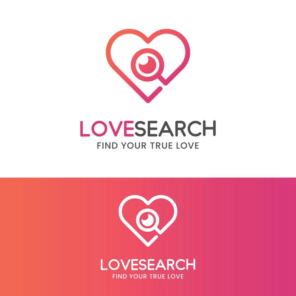 Love Search Heart with Magnifying Glass Logo Design Template vector