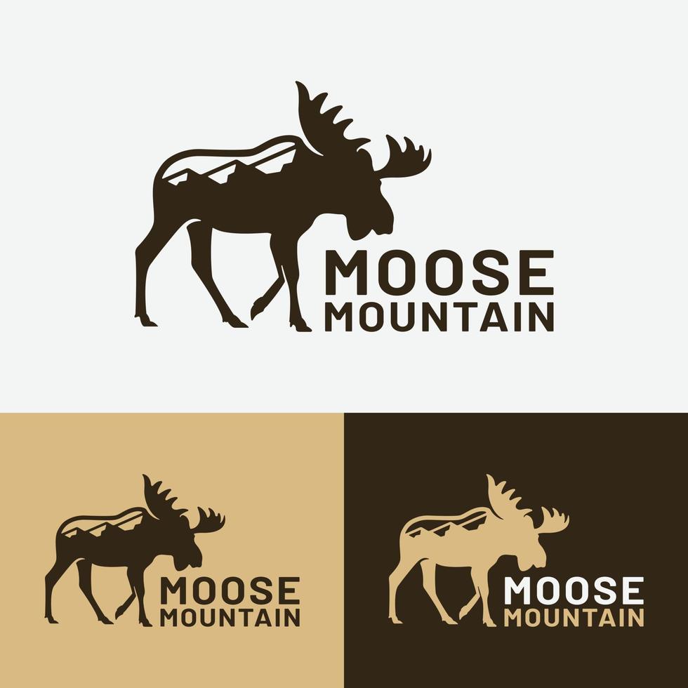 Moose Elk Deer Bull Mountain Hill Logo Design Template vector