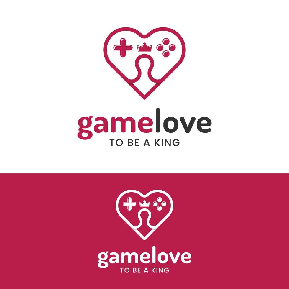 Game Love Heart with Game Controller Stick Logo Design Template vector