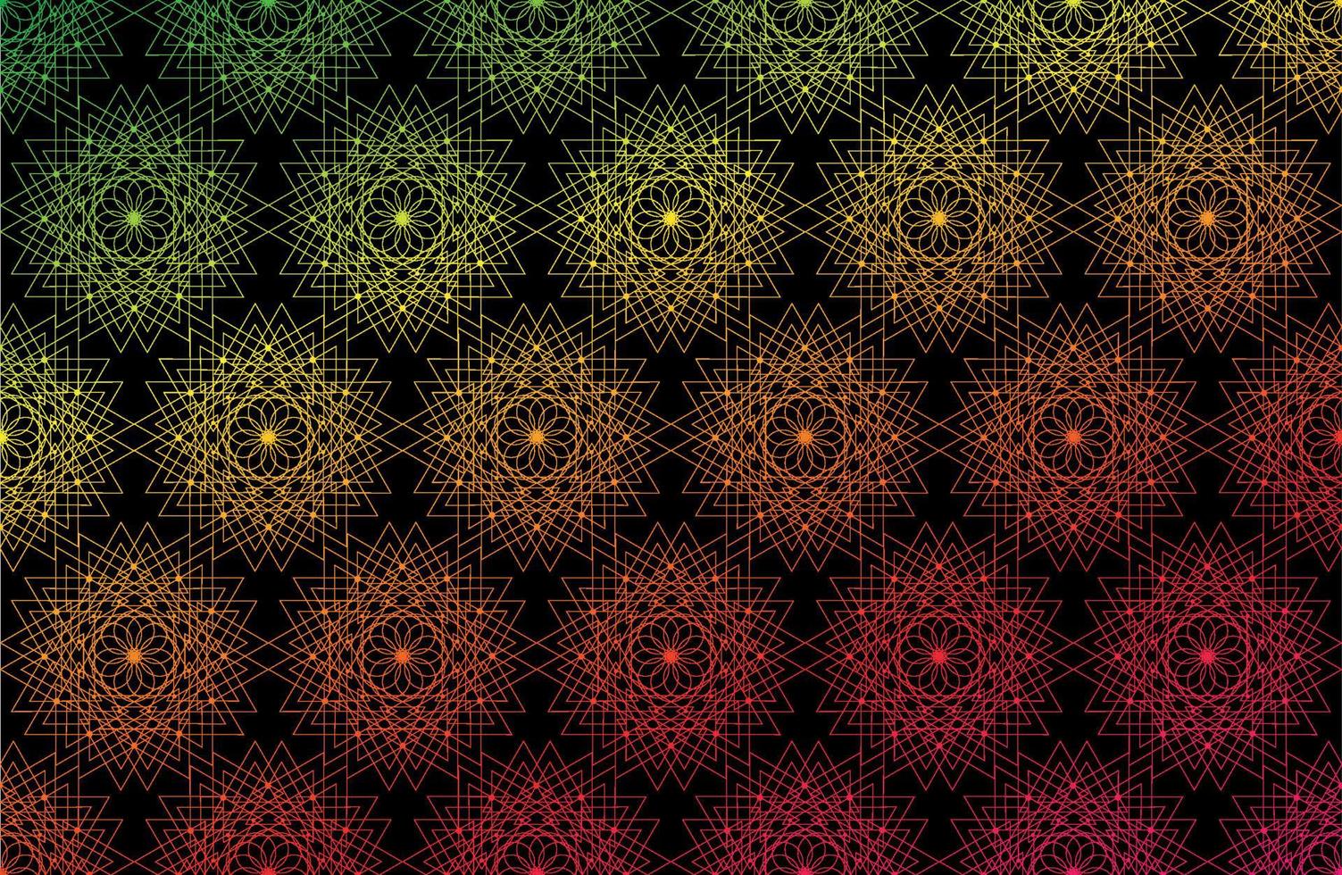 Semilla de geometría sagrada perfecta de fondo de patrón de color degradado de vida. logo flor de la vida textura geométrica mística mandala de alquimia flores esotéricas coloridas líneas art. vector fondo negro