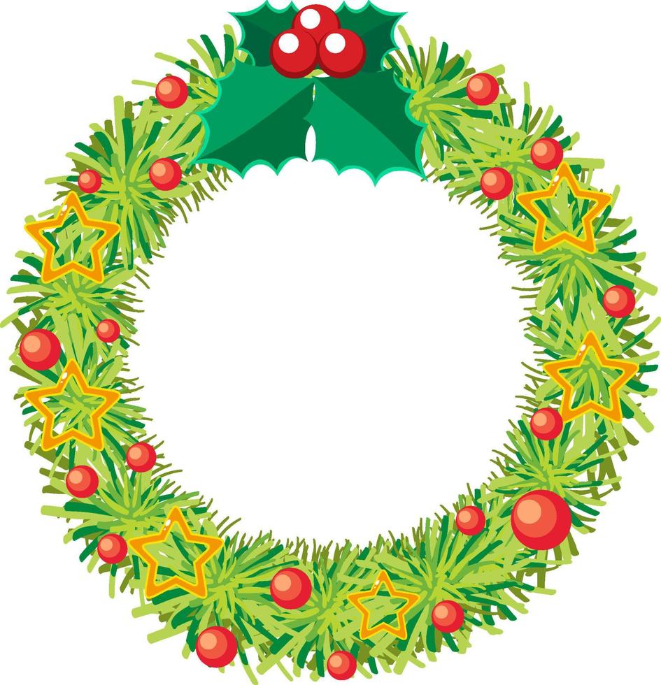 Christmas wreath with red holly vector