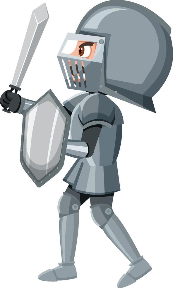 Knight cartoon character on white background vector