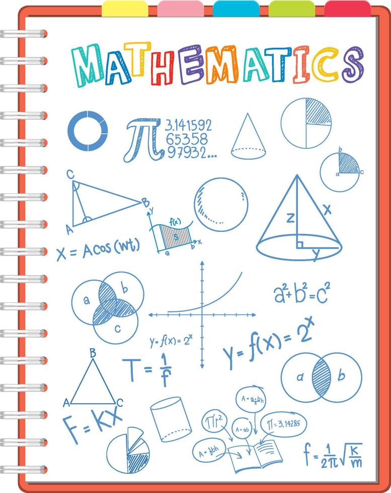Doodle math formula on notebook page vector