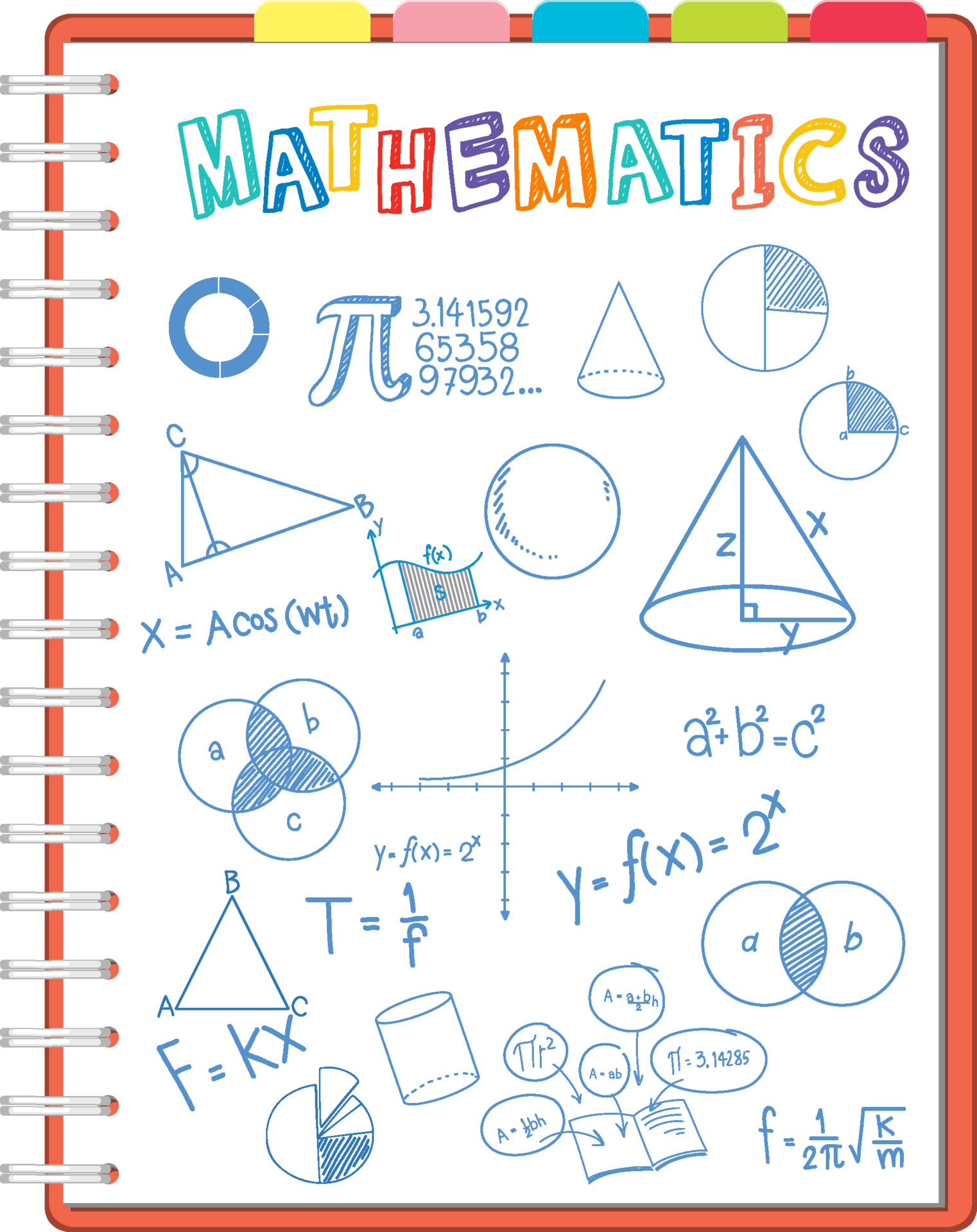 Doodle math formula on notebook page 3587472 Vector Art at Vecteezy