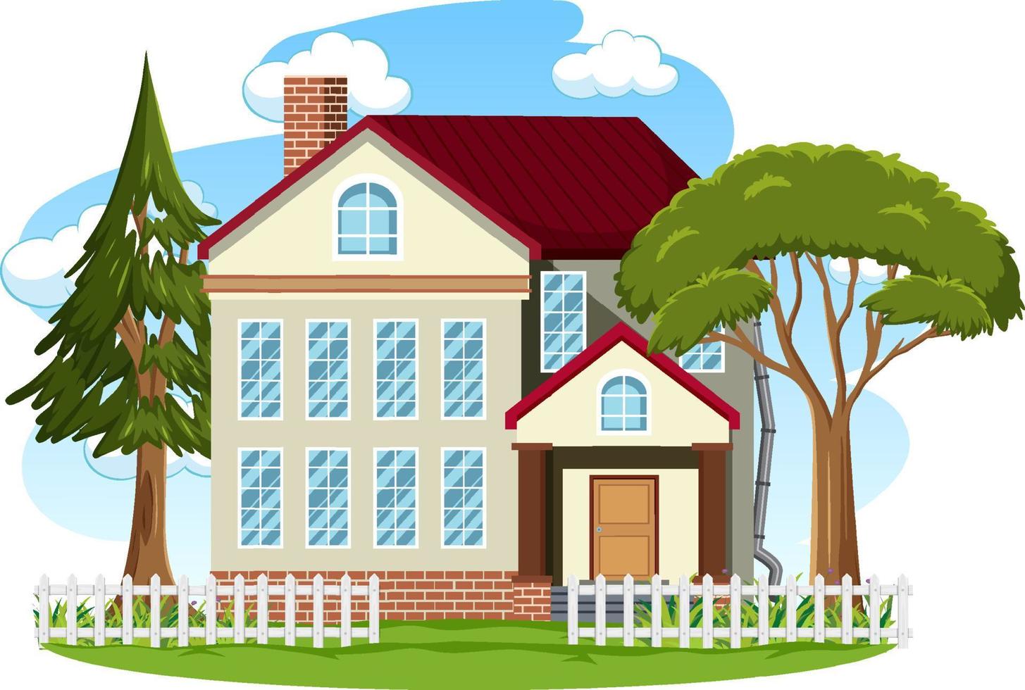 An isolated modern house exterior cartoon style vector