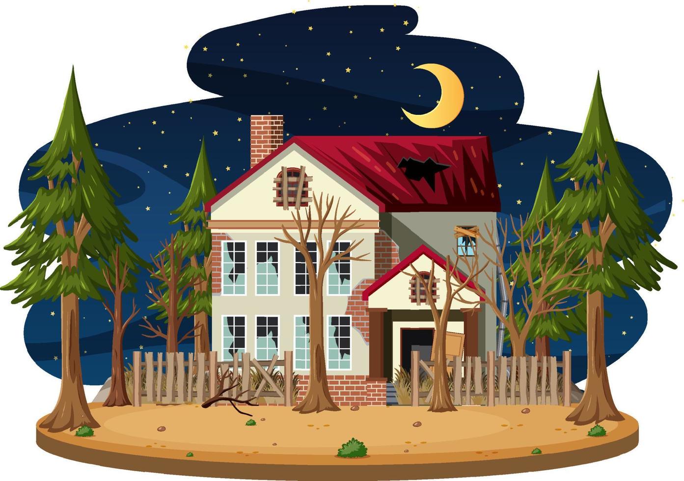 An isolated old spooky house vector