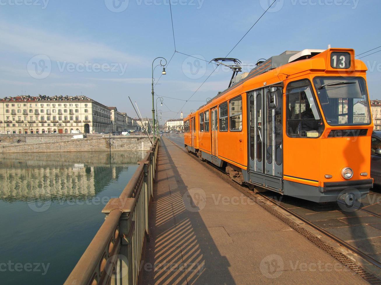 Vintage tram in Turin photo