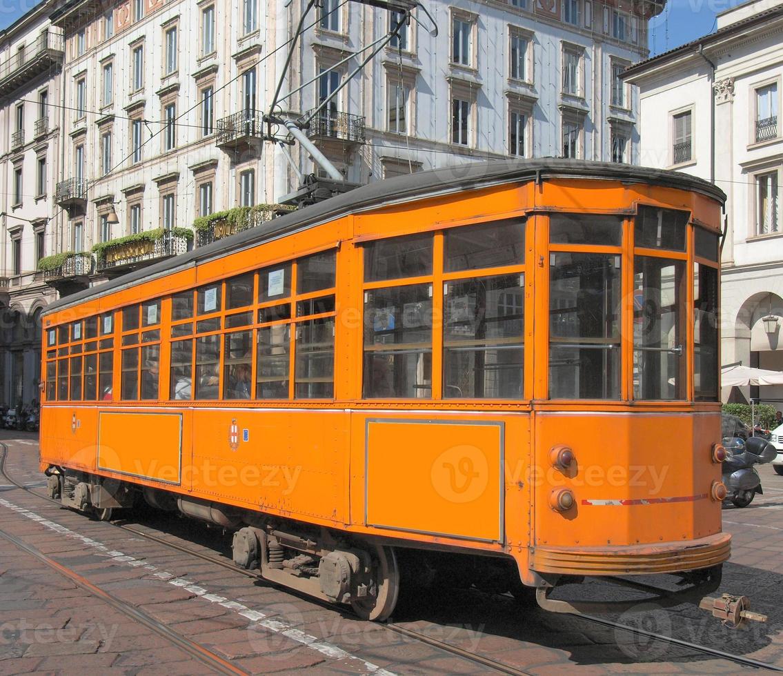 Vintage tram in Milan, Italy photo