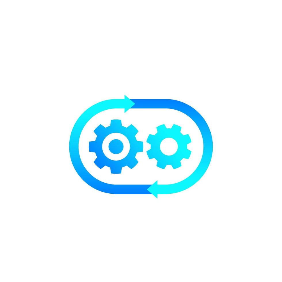 production cycle, process icon with cogwheels vector
