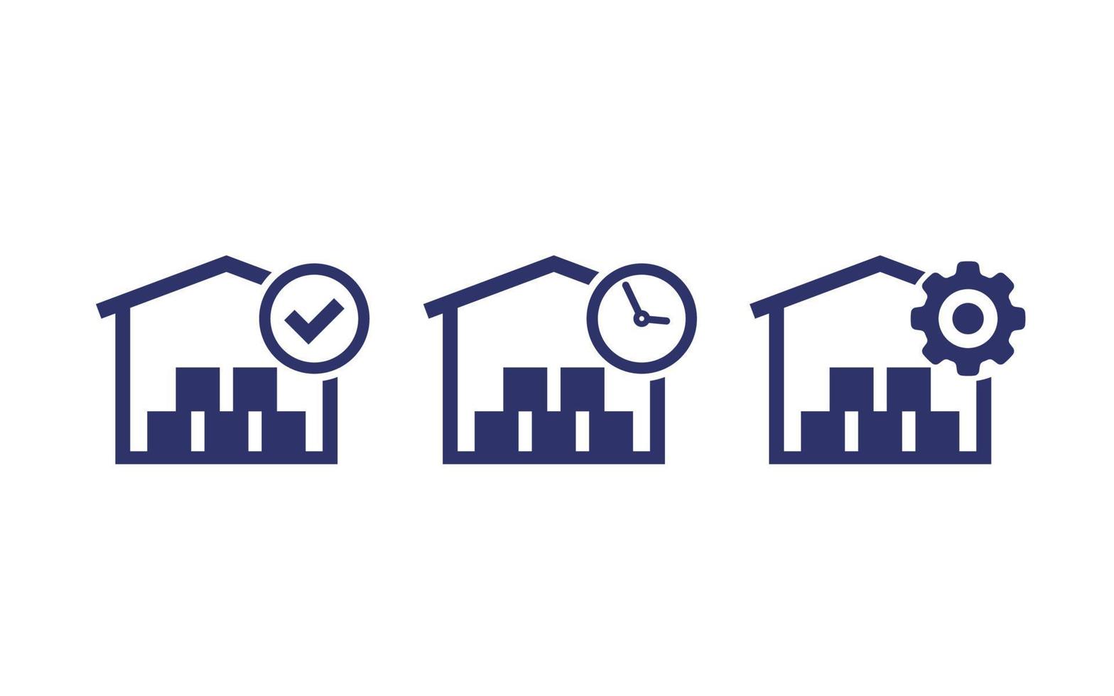 warehouse, delivery and logistics icons vector