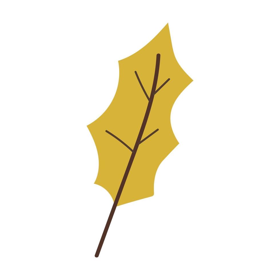 HAnd drawn yellow fallen autumn leaf isolated on a white background. Vector illustration. Design element for autumn holidays.