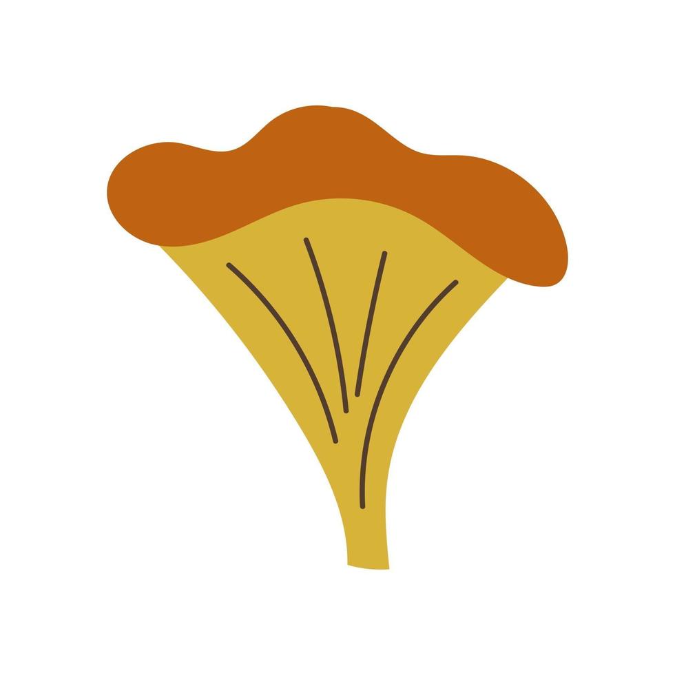 Hand drawn chanterelle mushroom isolated on white background. Fungus icon. Vector illustration