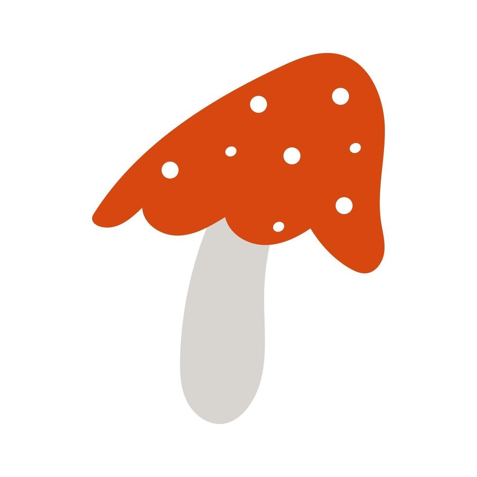 agárico de mosca con manchas rojas o amanita. hermoso hongo con capa punteada no comestible. Ilustración de vector plano coloreado dibujado a mano