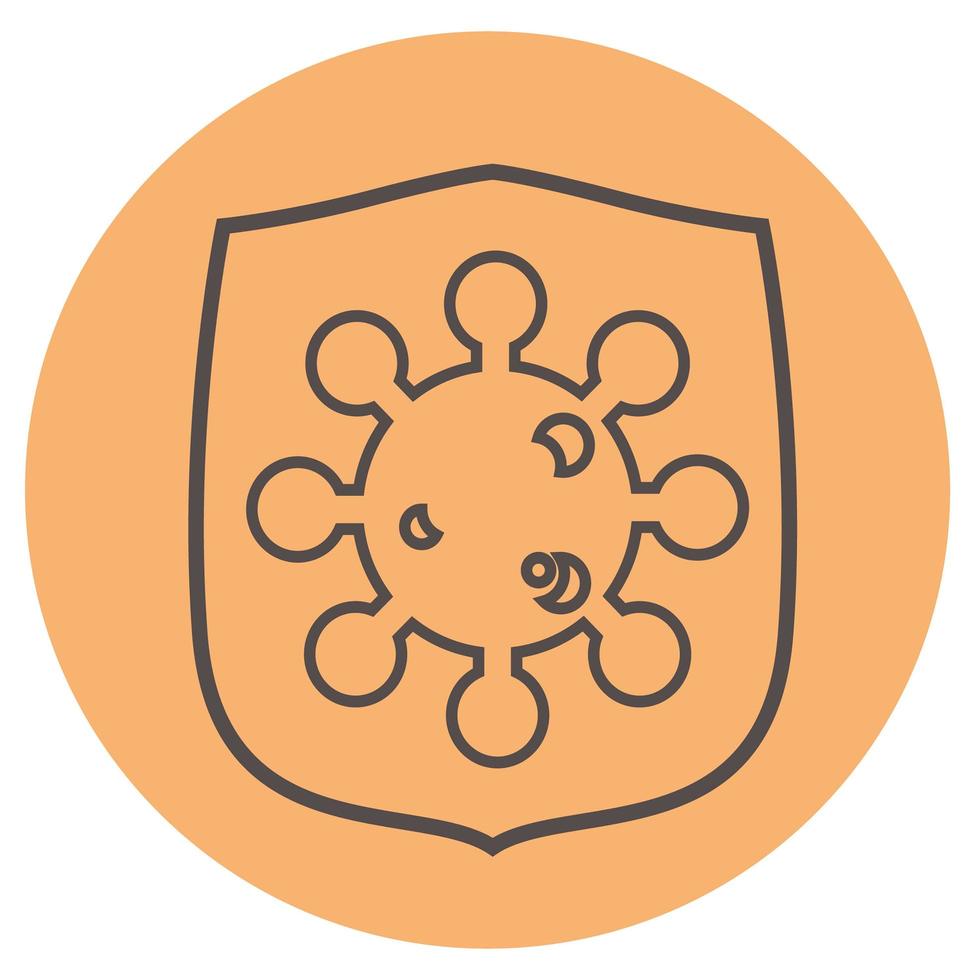 Virus shield protection icon Vector on a peach background. shield and virus sign icon page symbol for your web site design  logo, app, UI. Vector illustration, EPS10.