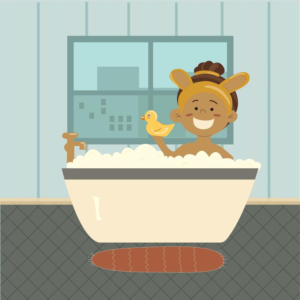 Girl in the bathroom vector