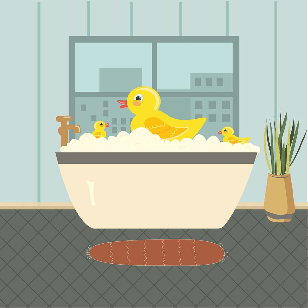 Rubber duck in the bath vector