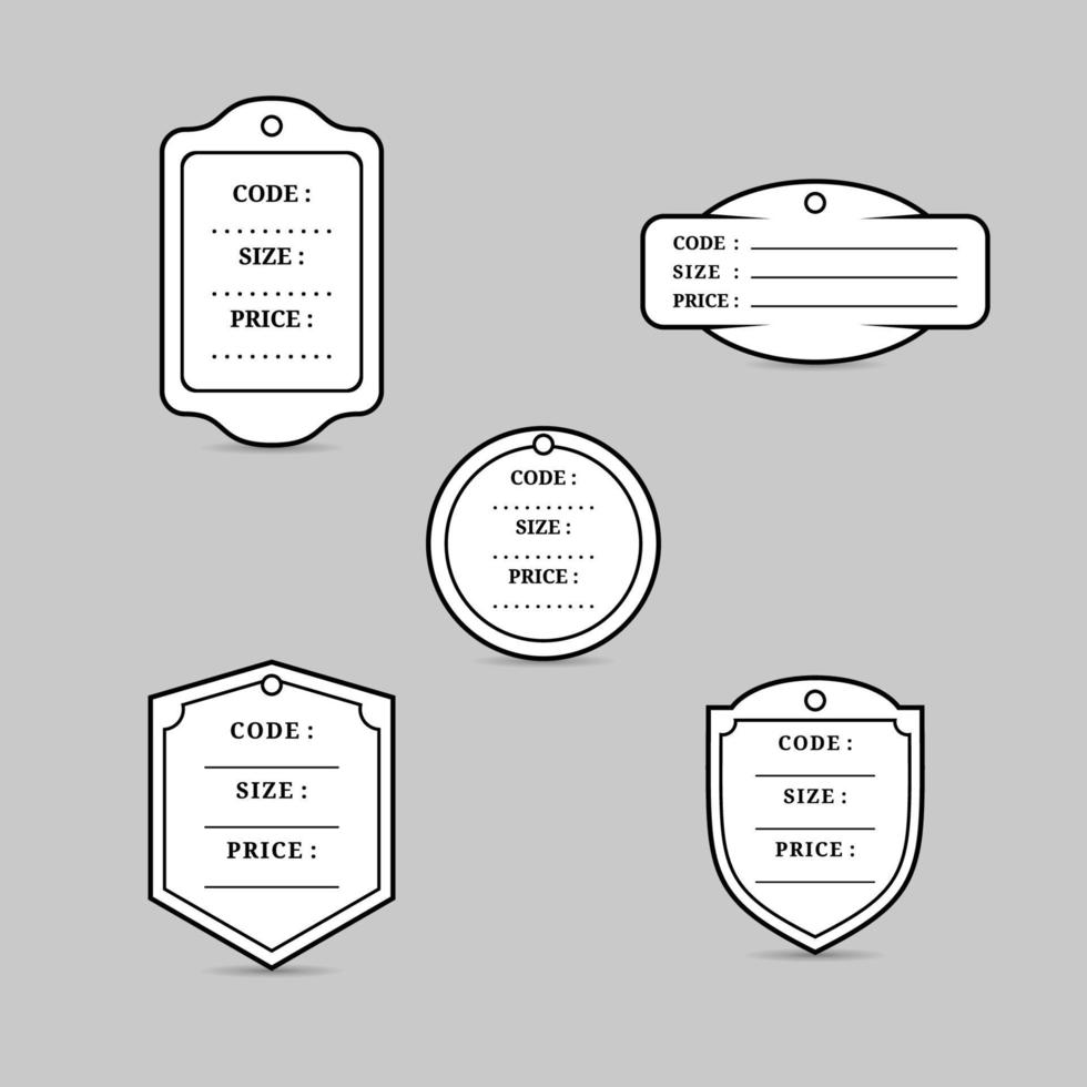 Vintage Price Tag Label Badge Item Code Size Price Text Set Vector Eps 10