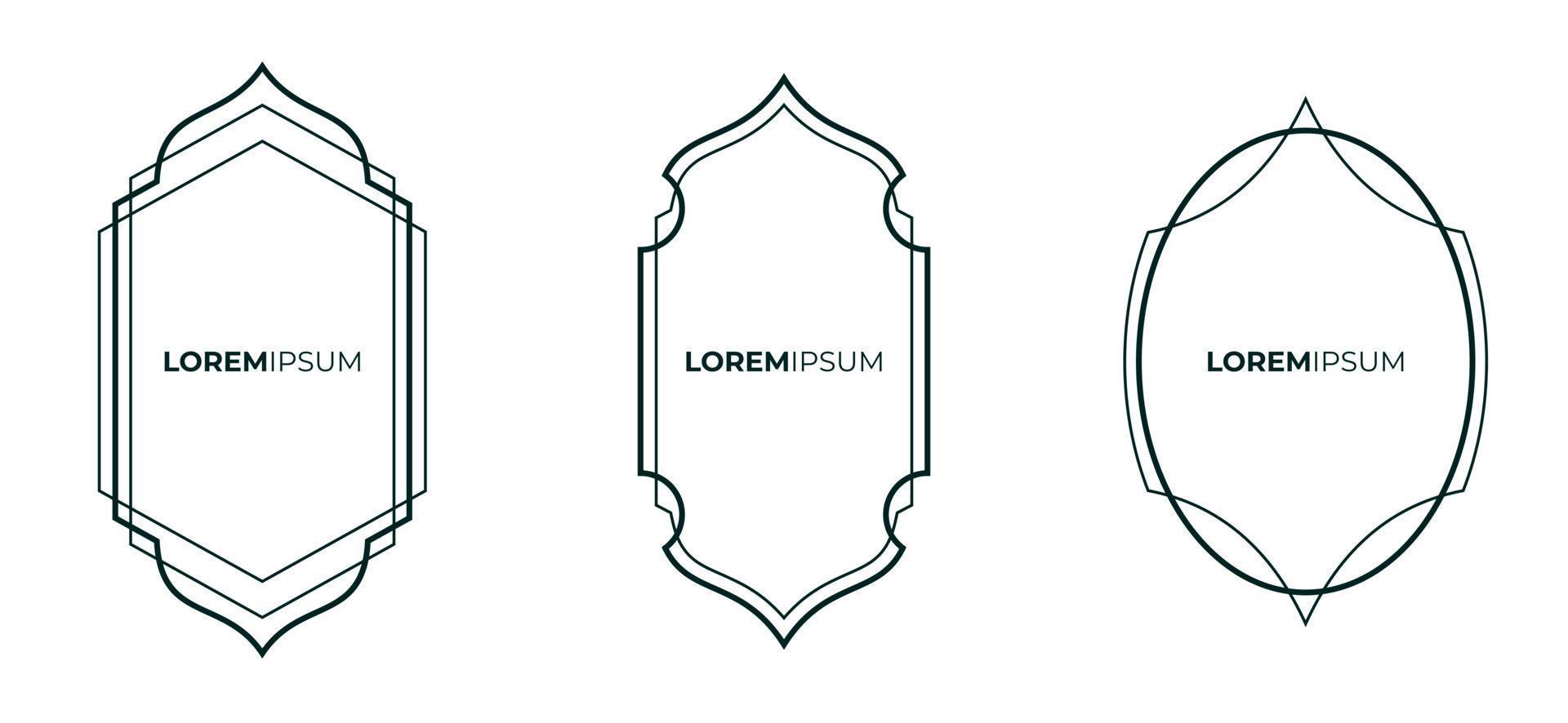 Set of islamic frame deco design template vector