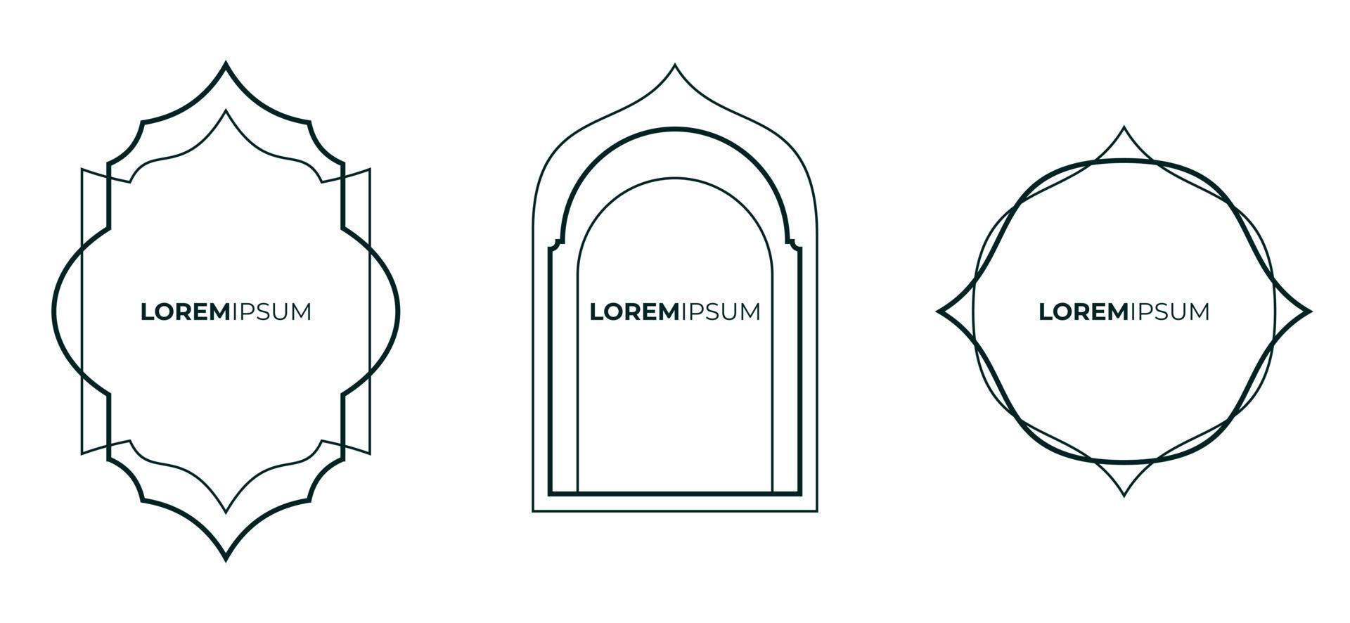 Set of islamic frame deco design template vector