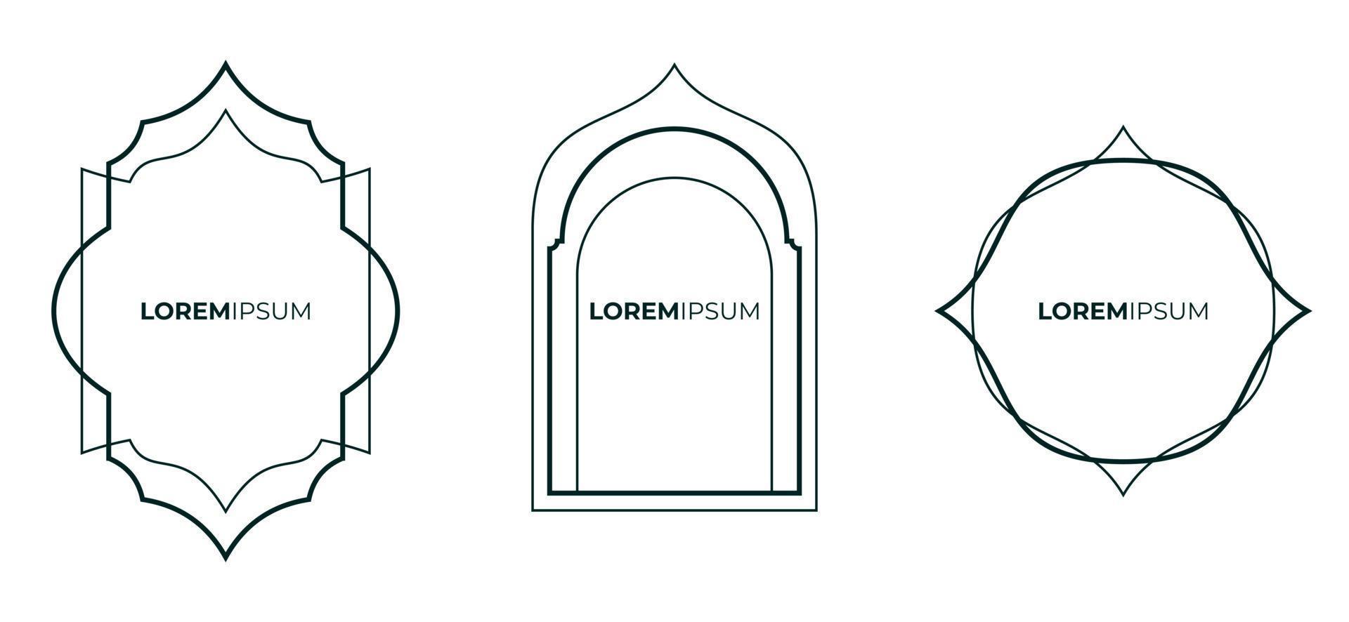 Set of islamic frame deco design template vector