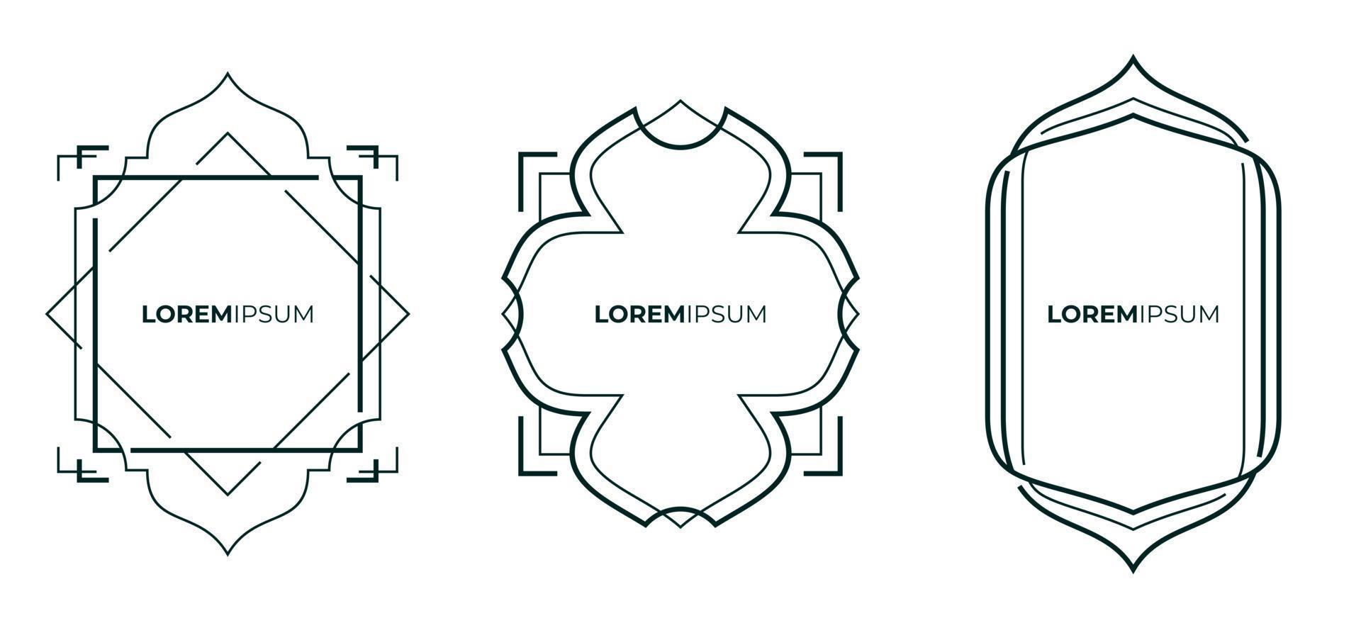 Set of islamic frame deco design template vector