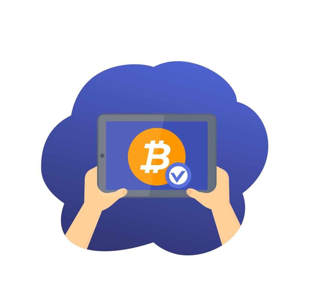 Approved bitcoin payment, completed transaction vector