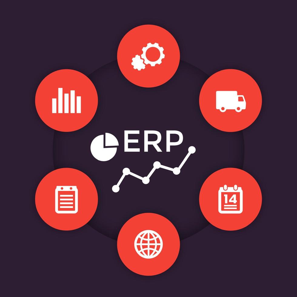 ERP software vector icons