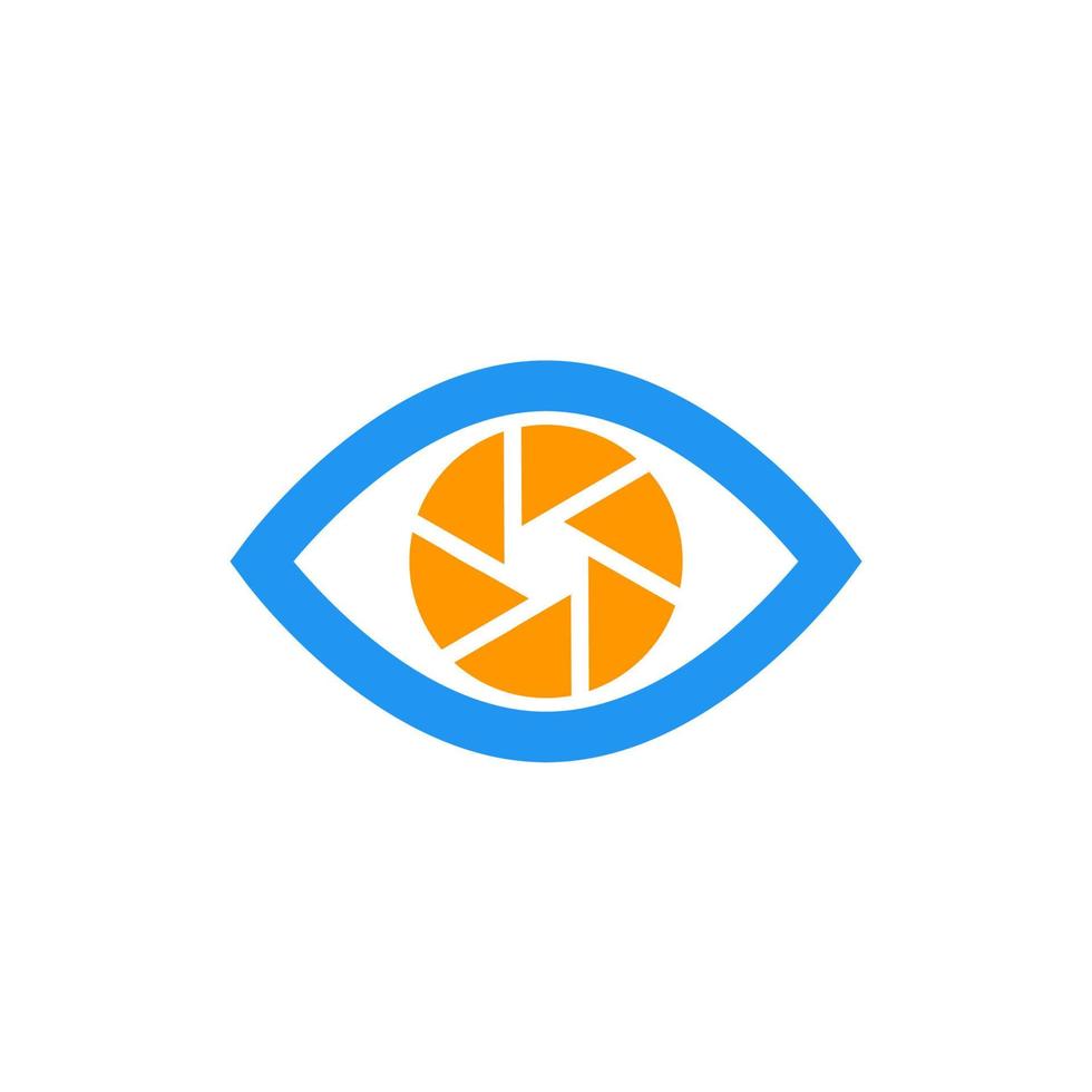 eye with aperture symbol, vector icon on white