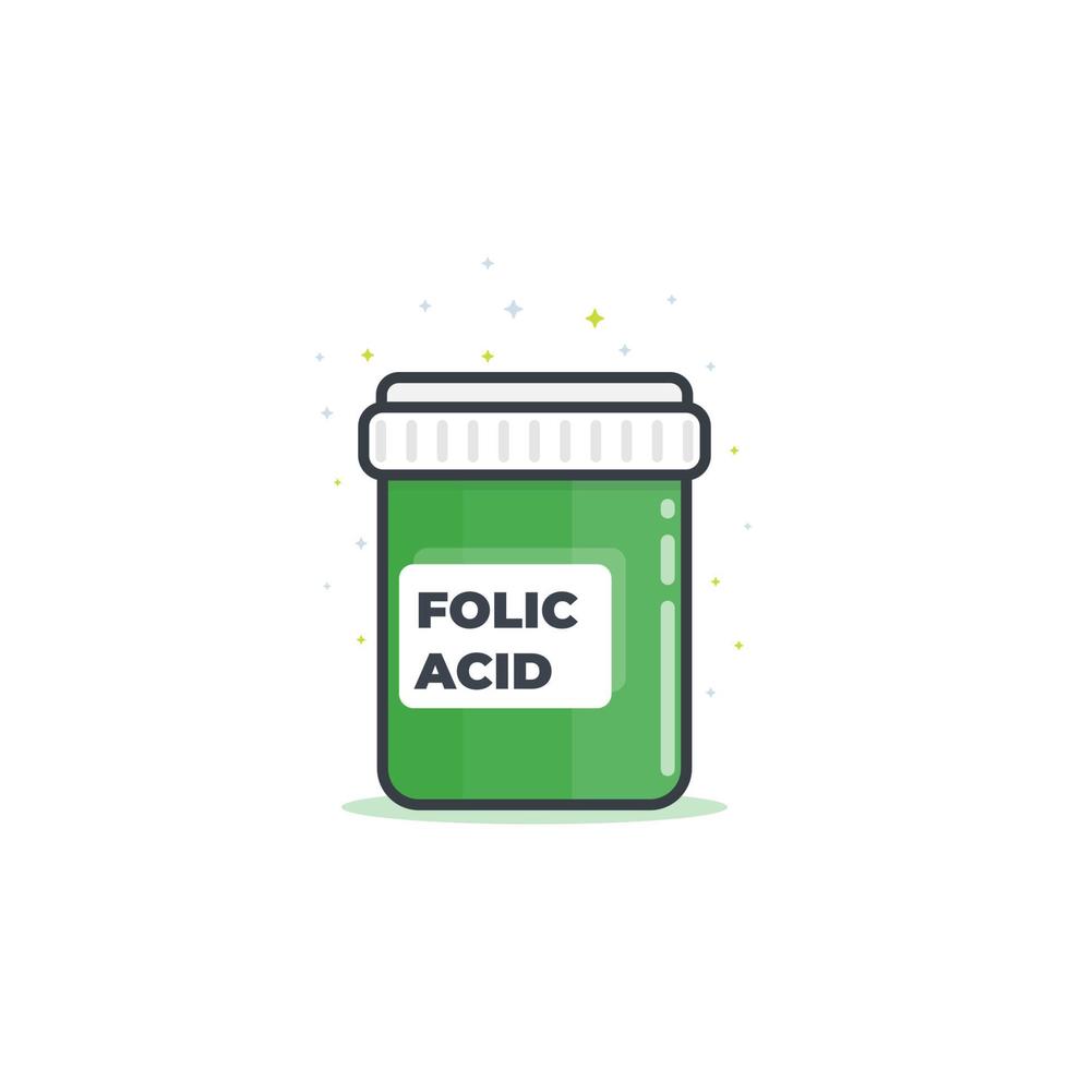 folic acid bottle icon, vector